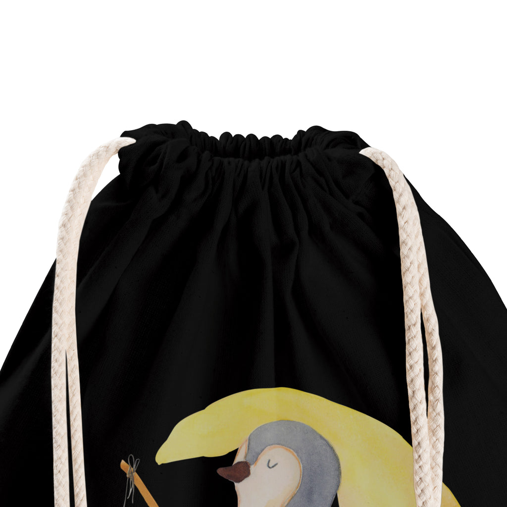 Sportbeutel Pinguin Mond Turnbeutel, Beutel, Sporttasche, Tasche, Stoffbeutel, Pinguin, Pinguine, Spruch, schlafen, Nachtruhe, Einschlafen, Schlafzimmer, Schlafstörungen, Gästezimmer