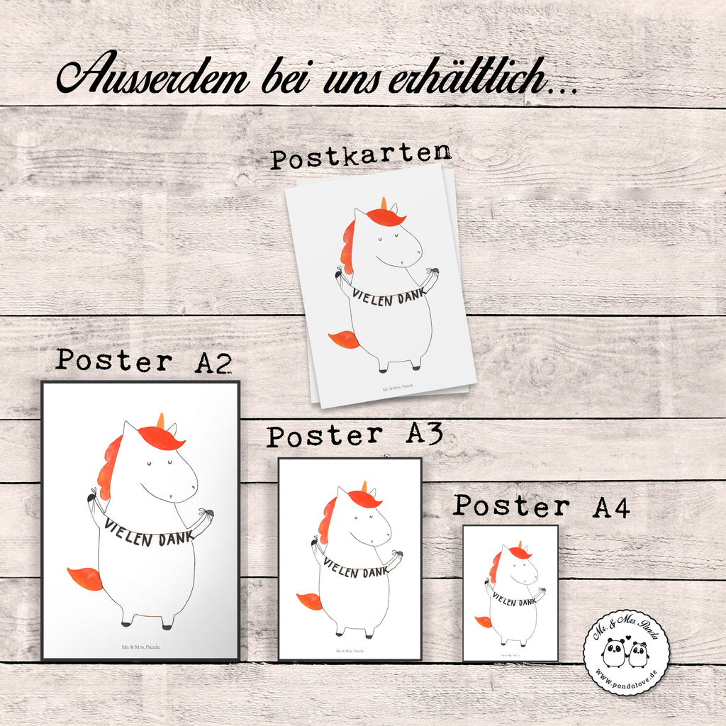 Poster Einhorn Vielen Dank Poster, Wandposter, Bild, Wanddeko, Küchenposter, Kinderposter, Wanddeko Bild, Raumdekoration, Wanddekoration, Handgemaltes Poster, Mr. & Mrs. Panda Poster, Designposter, Kunstdruck, Posterdruck, Einhorn, Einhörner, Einhorn Deko, Pegasus, Unicorn, Danke, vielen Dank, Dankeschön, Danksagung
