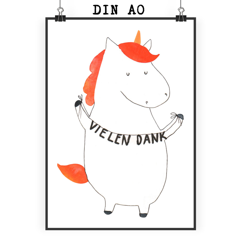 Poster Einhorn Vielen Dank Poster, Wandposter, Bild, Wanddeko, Küchenposter, Kinderposter, Wanddeko Bild, Raumdekoration, Wanddekoration, Handgemaltes Poster, Mr. & Mrs. Panda Poster, Designposter, Kunstdruck, Posterdruck, Einhorn, Einhörner, Einhorn Deko, Pegasus, Unicorn, Danke, vielen Dank, Dankeschön, Danksagung