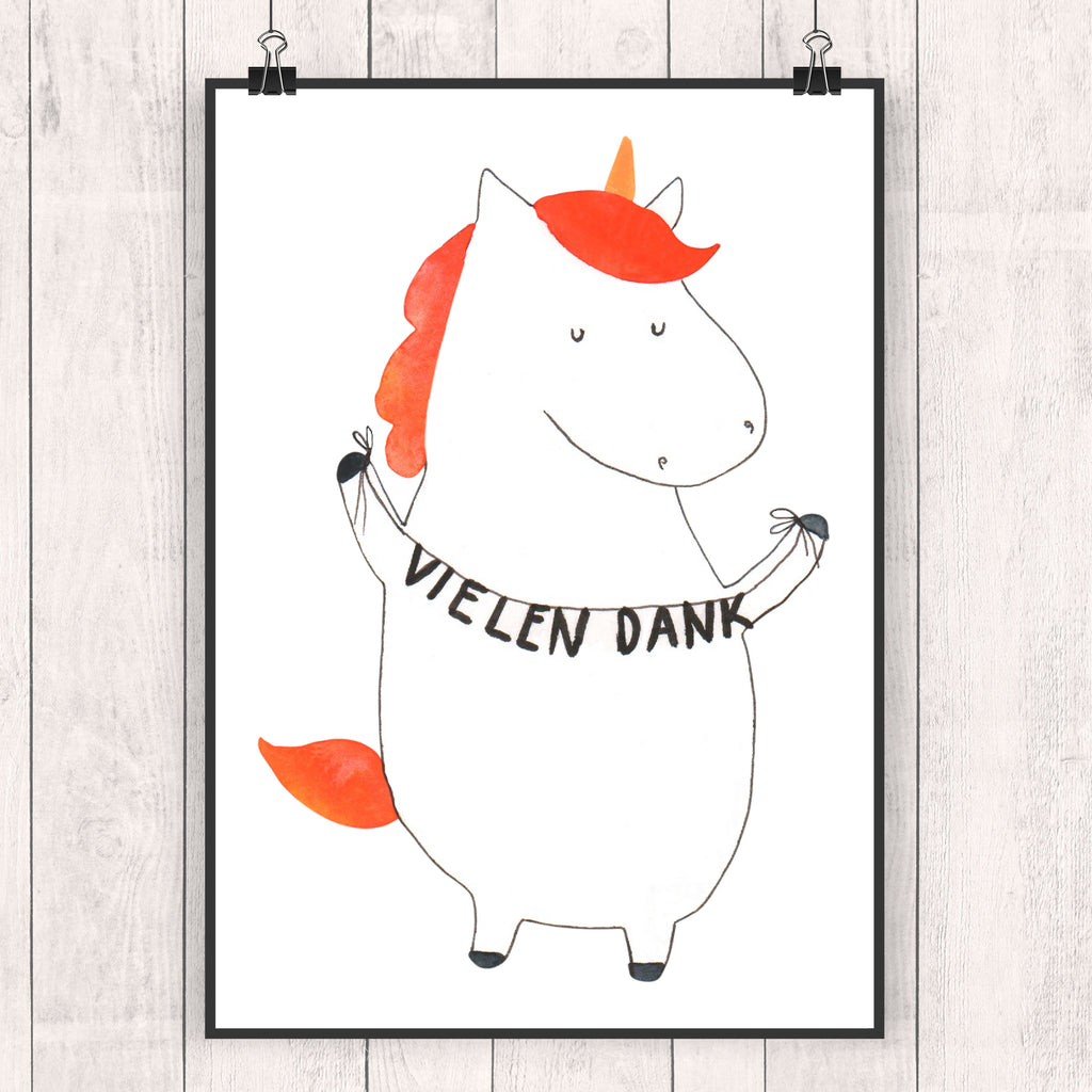 Poster Einhorn Vielen Dank Poster, Wandposter, Bild, Wanddeko, Küchenposter, Kinderposter, Wanddeko Bild, Raumdekoration, Wanddekoration, Handgemaltes Poster, Mr. & Mrs. Panda Poster, Designposter, Kunstdruck, Posterdruck, Einhorn, Einhörner, Einhorn Deko, Pegasus, Unicorn, Danke, vielen Dank, Dankeschön, Danksagung