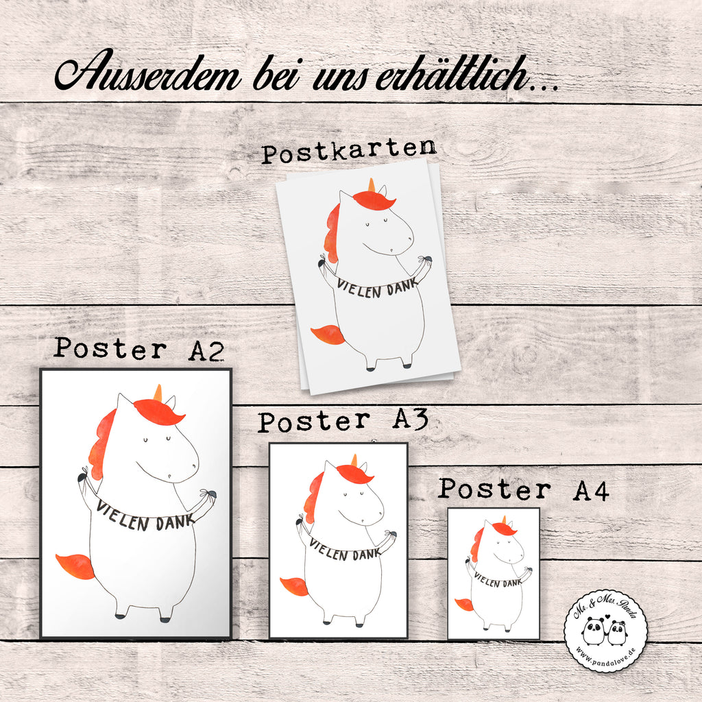 Poster Einhorn Vielen Dank Poster, Wandposter, Bild, Wanddeko, Küchenposter, Kinderposter, Wanddeko Bild, Raumdekoration, Wanddekoration, Handgemaltes Poster, Mr. & Mrs. Panda Poster, Designposter, Kunstdruck, Posterdruck, Einhorn, Einhörner, Einhorn Deko, Pegasus, Unicorn, Danke, vielen Dank, Dankeschön, Danksagung