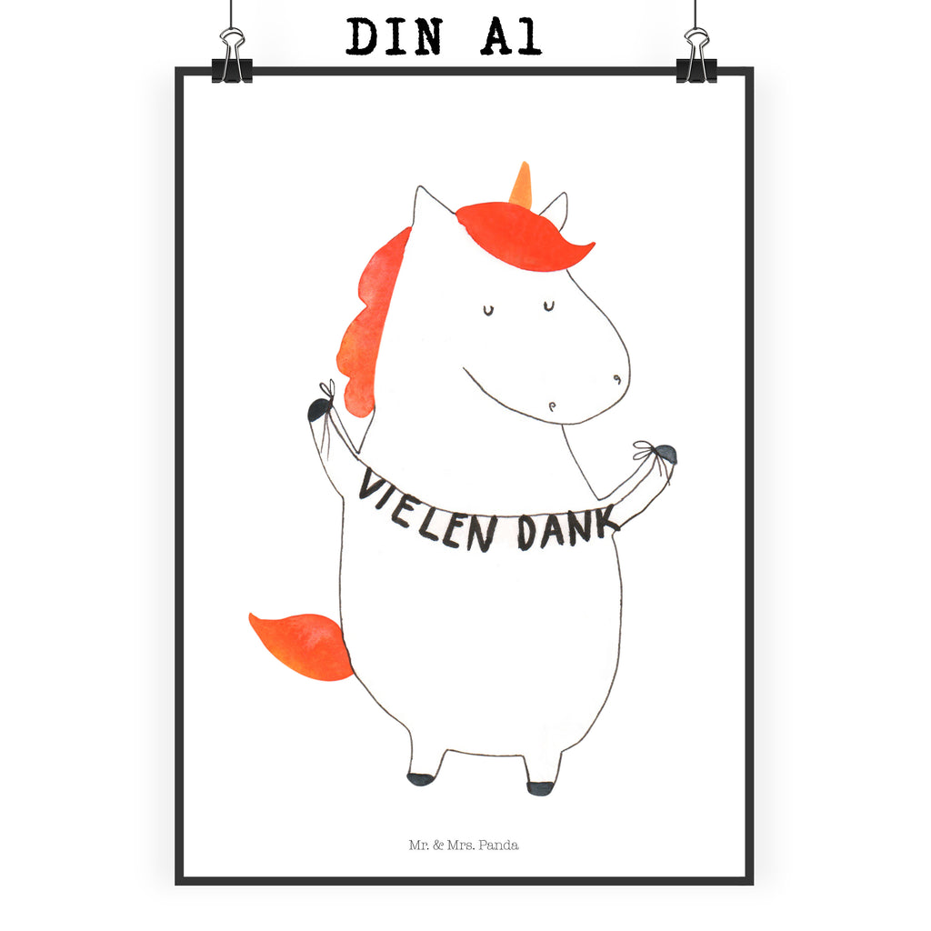Poster Einhorn Vielen Dank Poster, Wandposter, Bild, Wanddeko, Küchenposter, Kinderposter, Wanddeko Bild, Raumdekoration, Wanddekoration, Handgemaltes Poster, Mr. & Mrs. Panda Poster, Designposter, Kunstdruck, Posterdruck, Einhorn, Einhörner, Einhorn Deko, Pegasus, Unicorn, Danke, vielen Dank, Dankeschön, Danksagung