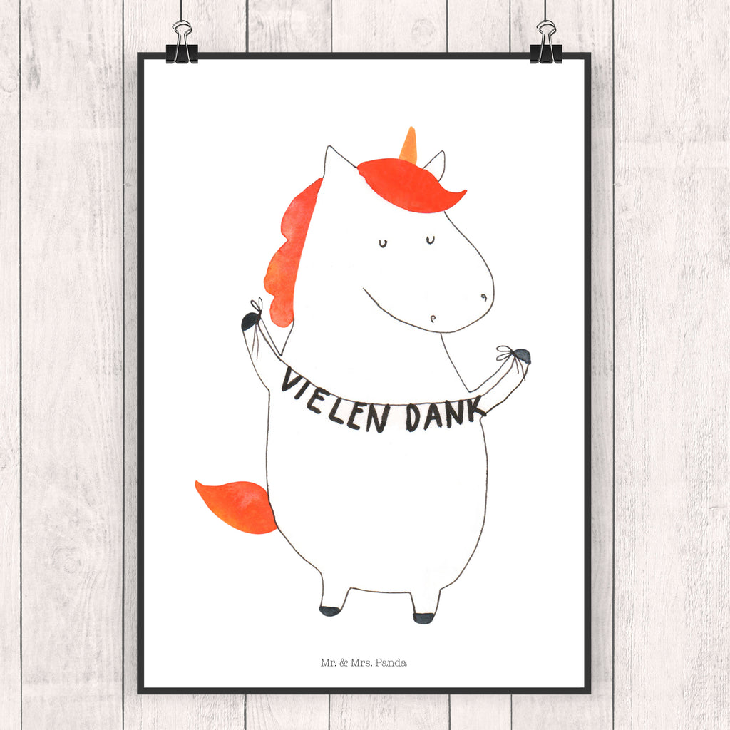 Poster Einhorn Vielen Dank Poster, Wandposter, Bild, Wanddeko, Küchenposter, Kinderposter, Wanddeko Bild, Raumdekoration, Wanddekoration, Handgemaltes Poster, Mr. & Mrs. Panda Poster, Designposter, Kunstdruck, Posterdruck, Einhorn, Einhörner, Einhorn Deko, Pegasus, Unicorn, Danke, vielen Dank, Dankeschön, Danksagung