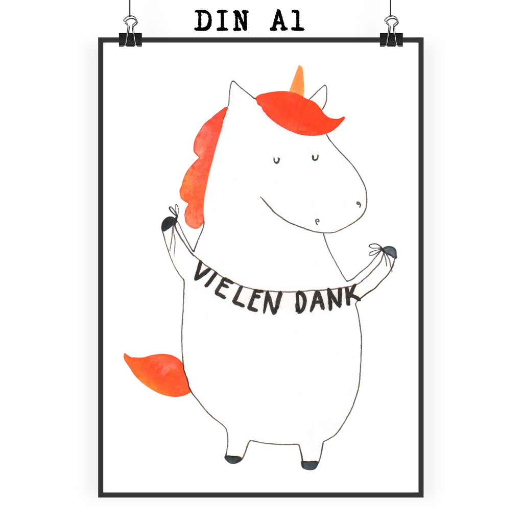Poster Einhorn Vielen Dank Poster, Wandposter, Bild, Wanddeko, Küchenposter, Kinderposter, Wanddeko Bild, Raumdekoration, Wanddekoration, Handgemaltes Poster, Mr. & Mrs. Panda Poster, Designposter, Kunstdruck, Posterdruck, Einhorn, Einhörner, Einhorn Deko, Pegasus, Unicorn, Danke, vielen Dank, Dankeschön, Danksagung