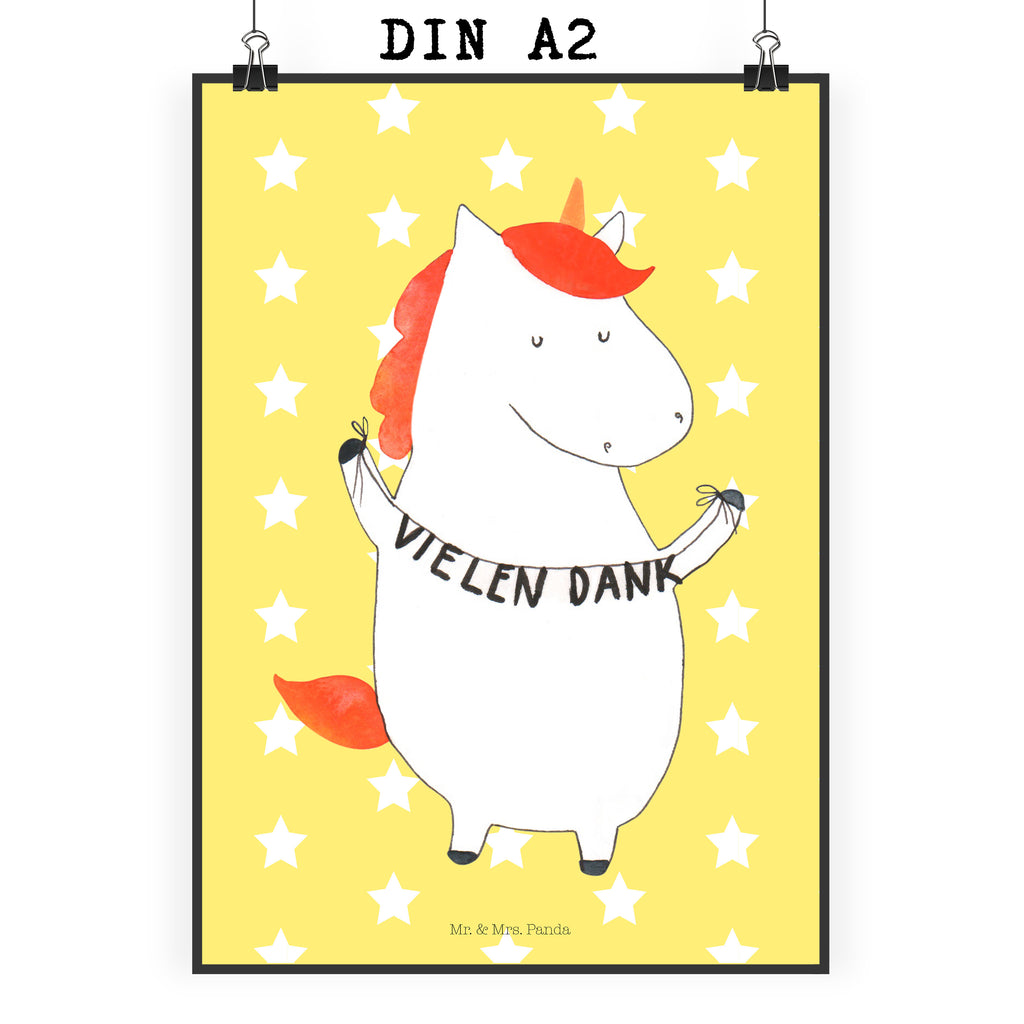 Poster Einhorn Vielen Dank Poster, Wandposter, Bild, Wanddeko, Küchenposter, Kinderposter, Wanddeko Bild, Raumdekoration, Wanddekoration, Handgemaltes Poster, Mr. & Mrs. Panda Poster, Designposter, Kunstdruck, Posterdruck, Einhorn, Einhörner, Einhorn Deko, Pegasus, Unicorn, Danke, vielen Dank, Dankeschön, Danksagung