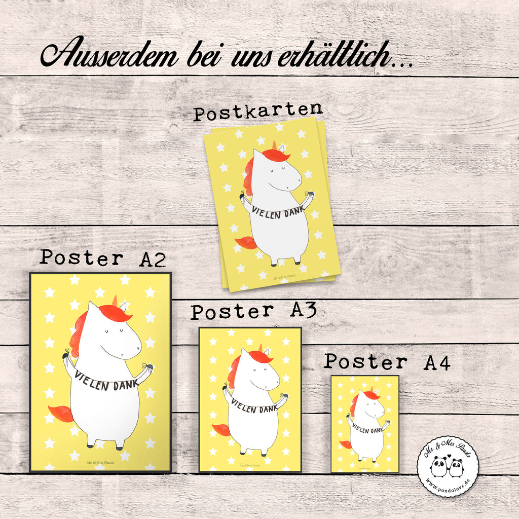 Poster Einhorn Vielen Dank Poster, Wandposter, Bild, Wanddeko, Küchenposter, Kinderposter, Wanddeko Bild, Raumdekoration, Wanddekoration, Handgemaltes Poster, Mr. & Mrs. Panda Poster, Designposter, Kunstdruck, Posterdruck, Einhorn, Einhörner, Einhorn Deko, Pegasus, Unicorn, Danke, vielen Dank, Dankeschön, Danksagung