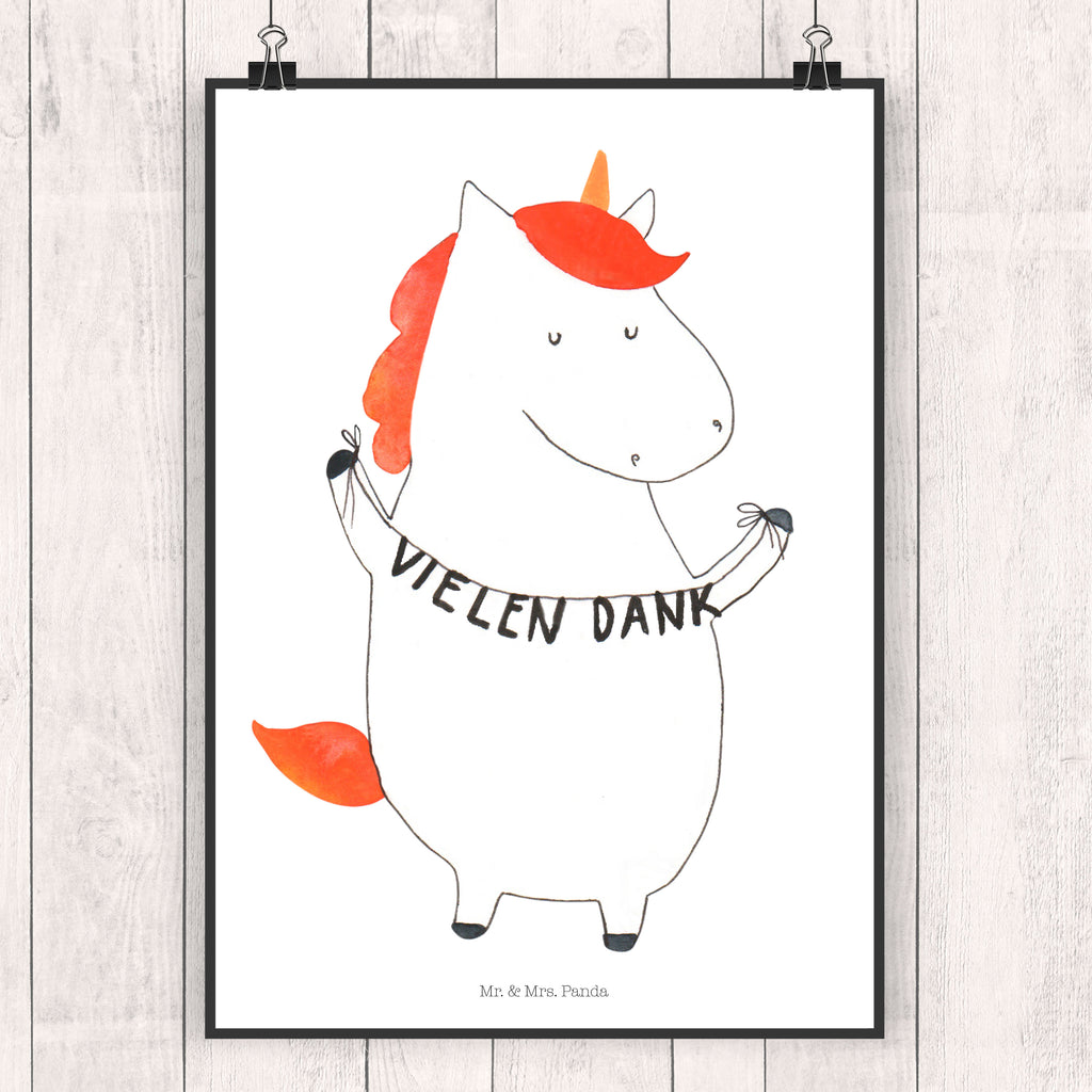 Poster Einhorn Vielen Dank Poster, Wandposter, Bild, Wanddeko, Küchenposter, Kinderposter, Wanddeko Bild, Raumdekoration, Wanddekoration, Handgemaltes Poster, Mr. & Mrs. Panda Poster, Designposter, Kunstdruck, Posterdruck, Einhorn, Einhörner, Einhorn Deko, Pegasus, Unicorn, Danke, vielen Dank, Dankeschön, Danksagung