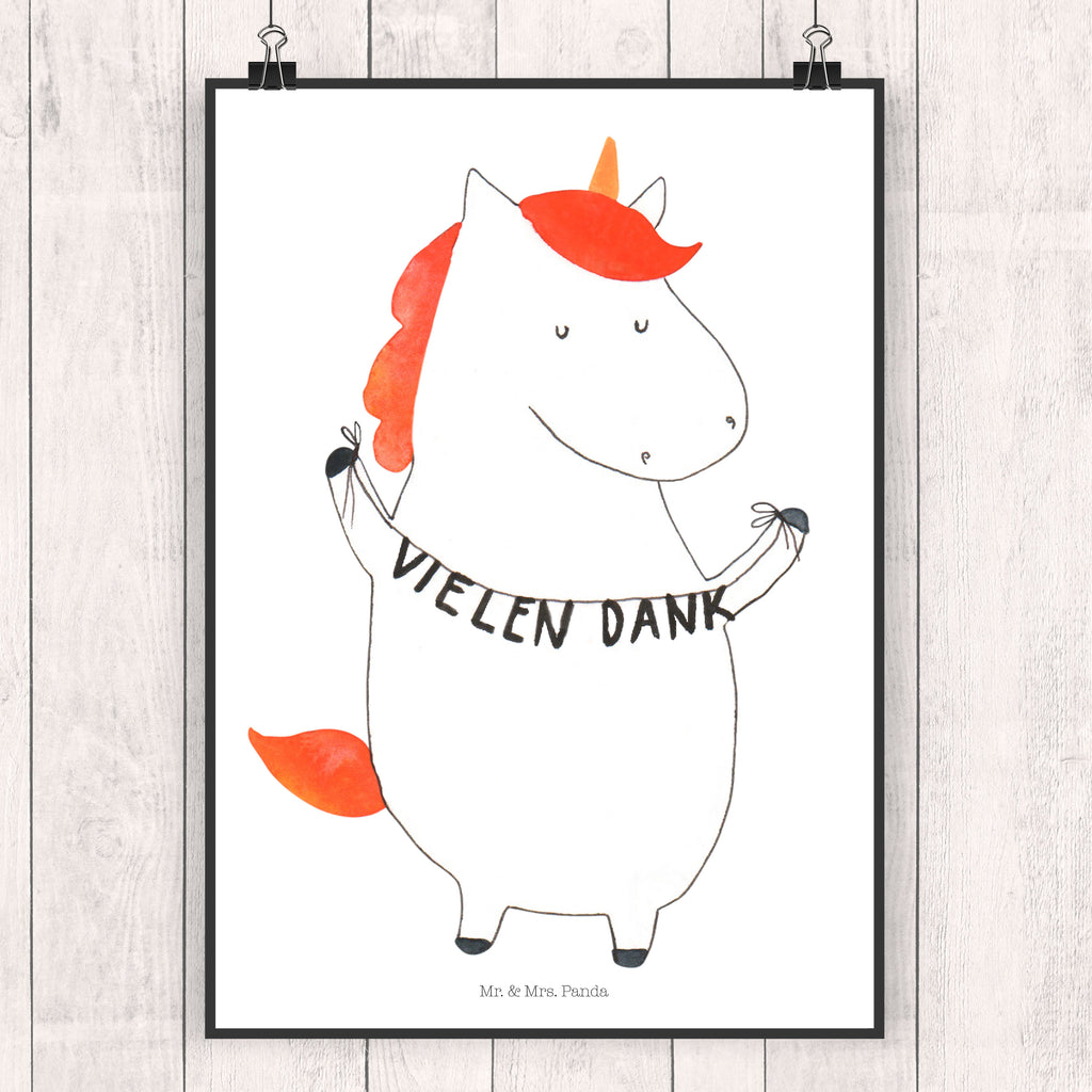 Poster Einhorn Vielen Dank Poster, Wandposter, Bild, Wanddeko, Küchenposter, Kinderposter, Wanddeko Bild, Raumdekoration, Wanddekoration, Handgemaltes Poster, Mr. & Mrs. Panda Poster, Designposter, Kunstdruck, Posterdruck, Einhorn, Einhörner, Einhorn Deko, Pegasus, Unicorn, Danke, vielen Dank, Dankeschön, Danksagung