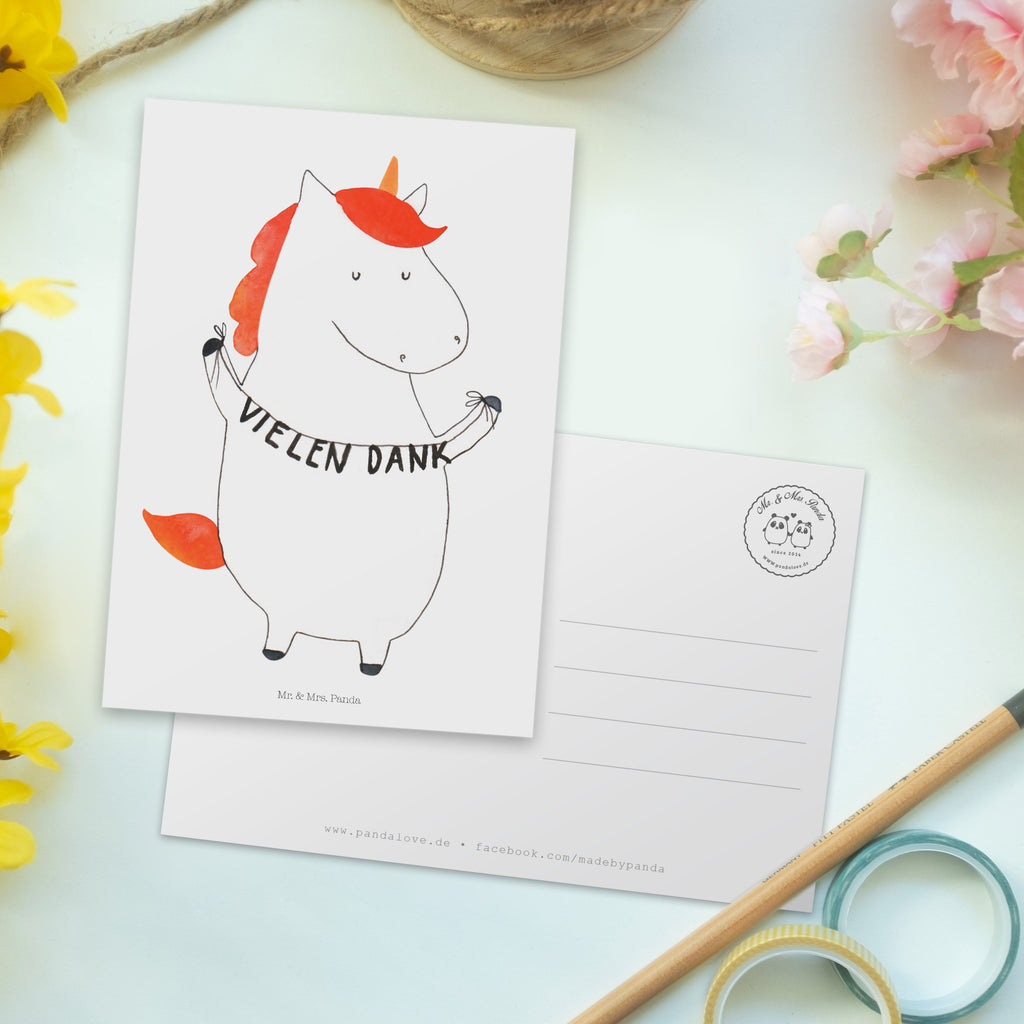 Postkarte Einhorn Vielen Dank Geschenkkarte, Grußkarte, Karte, Einladung, Ansichtskarte, Geburtstagskarte, Einladungskarte, Einhorn, Einhörner, Einhorn Deko, Pegasus, Unicorn, Danke, vielen Dank, Dankeschön, Danksagung