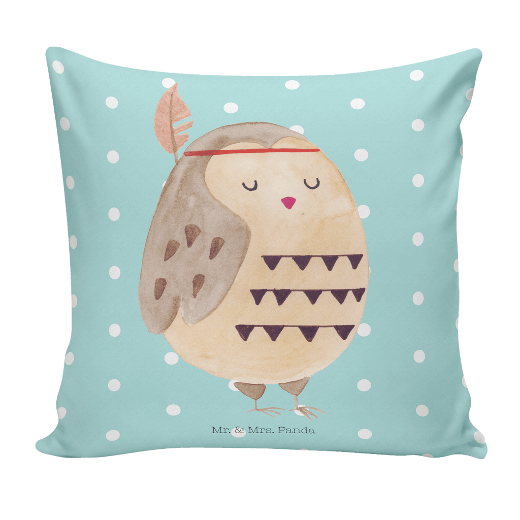 40x40 Kissen Eule Federschmuck Kissenhülle, Kopfkissen, Sofakissen, Dekokissen, Motivkissen, Eule, Eule Deko, Owl, Das Leben ist ein Abenteuer, Reisespruch, Federschmuck, Dekoration