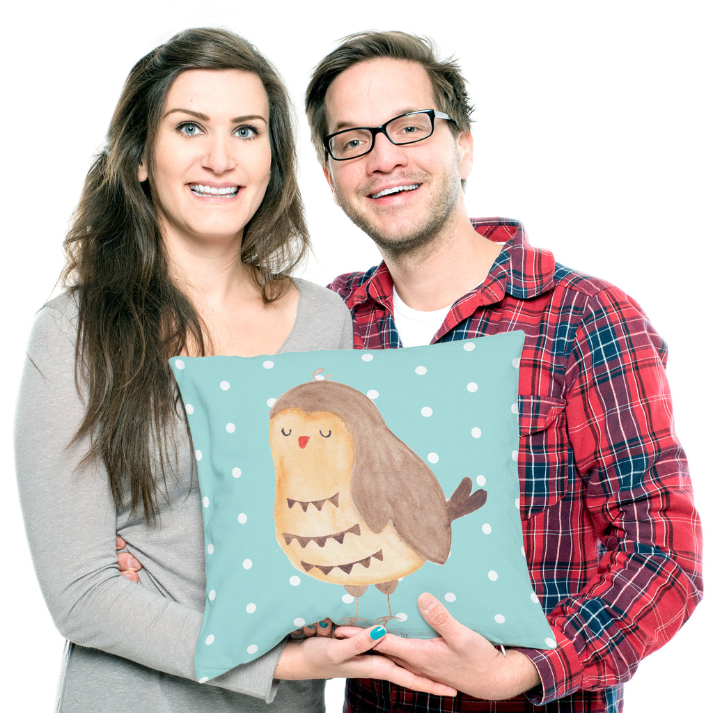 40x40 Kissen Eule Zufrieden Kissenhülle, Kopfkissen, Sofakissen, Dekokissen, Motivkissen, Eule, Eule Spruch, Eule deko, Owl, Liebe Spruch, Romantisch, Wortspiel lustig, Spruch schön, Geschenk Hochzeitstag
