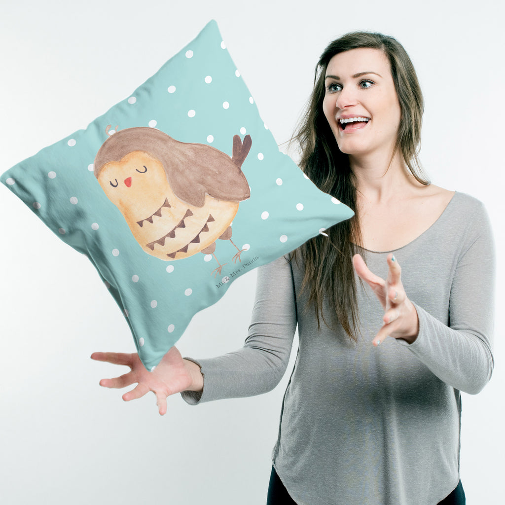 40x40 Kissen Eule Zufrieden Kissenhülle, Kopfkissen, Sofakissen, Dekokissen, Motivkissen, Eule, Eule Spruch, Eule deko, Owl, Liebe Spruch, Romantisch, Wortspiel lustig, Spruch schön, Geschenk Hochzeitstag