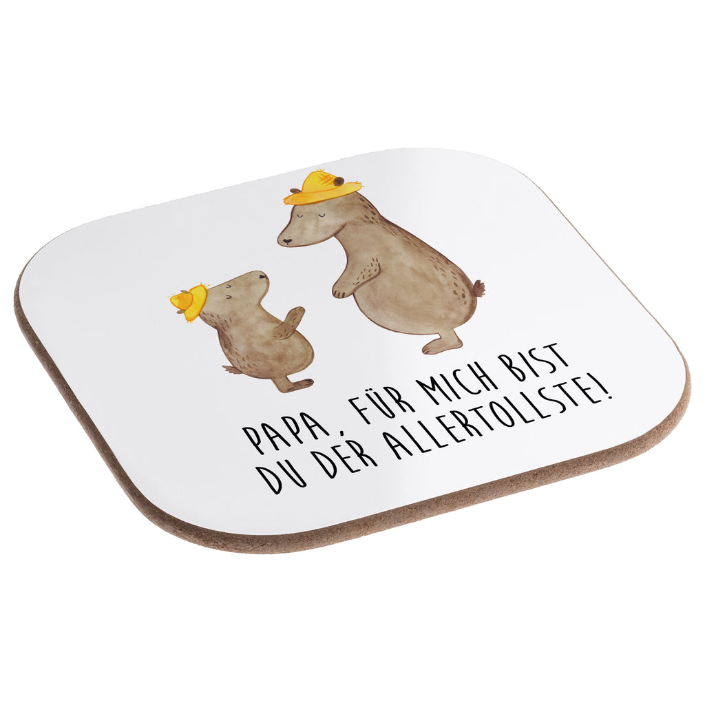 Quadratische Untersetzer Bären mit Hut Bierdeckel, Glasuntersetzer, Untersetzer Gläser, Getränkeuntersetzer, Familie, Vatertag, Muttertag, Bruder, Schwester, Mama, Papa, Oma, Opa, Bär, Bären, Vater, Papi, Paps, Dad, Daddy, Lieblingsmensch, Sohn, Söhne, Kind, Kinder, Vater-Sohn, Family, Vorbild