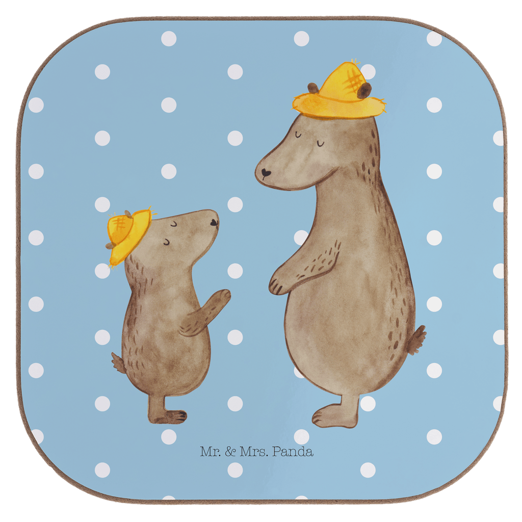 Quadratische Untersetzer Bären mit Hut Bierdeckel, Glasuntersetzer, Untersetzer Gläser, Getränkeuntersetzer, Familie, Vatertag, Muttertag, Bruder, Schwester, Mama, Papa, Oma, Opa, Bär, Bären, Vater, Papi, Paps, Dad, Daddy, Lieblingsmensch, Sohn, Söhne, Kind, Kinder, Vater-Sohn, Family, Vorbild