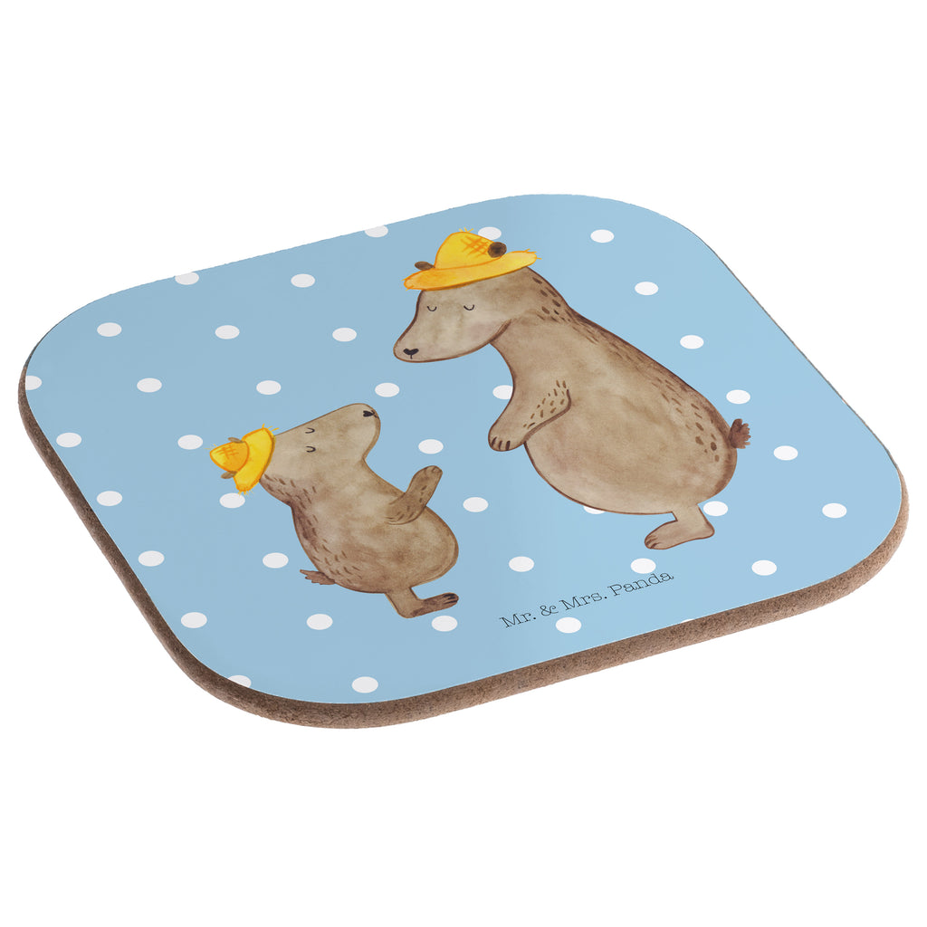 Quadratische Untersetzer Bären mit Hut Bierdeckel, Glasuntersetzer, Untersetzer Gläser, Getränkeuntersetzer, Familie, Vatertag, Muttertag, Bruder, Schwester, Mama, Papa, Oma, Opa, Bär, Bären, Vater, Papi, Paps, Dad, Daddy, Lieblingsmensch, Sohn, Söhne, Kind, Kinder, Vater-Sohn, Family, Vorbild