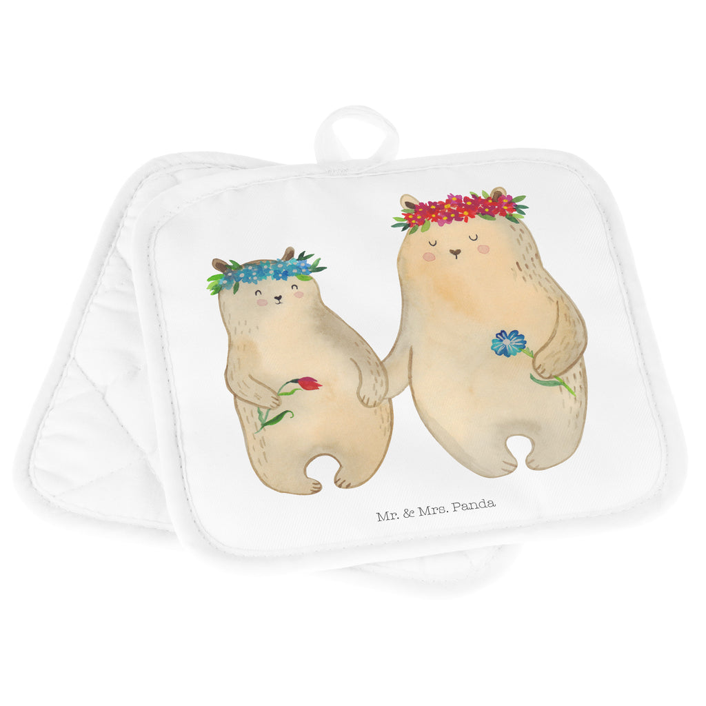 2er Set Topflappen  Bären mit Blumenkranz Topflappen, Topfuntersetzer, Ofenhandschuh, Topflappen Set, Topflappen lustig, Topflappen mit Spruch, Familie, Vatertag, Muttertag, Bruder, Schwester, Mama, Papa, Oma, Opa, Bär, Bären, Mutter, Mutti, Mami, Lieblingsmensch, Lieblingsmama, beste Mutter, weltbeste Mama, Geschenk Mama. Muttertag, Tochter, Kind, Kinder, Töchter, Family, Vorbild