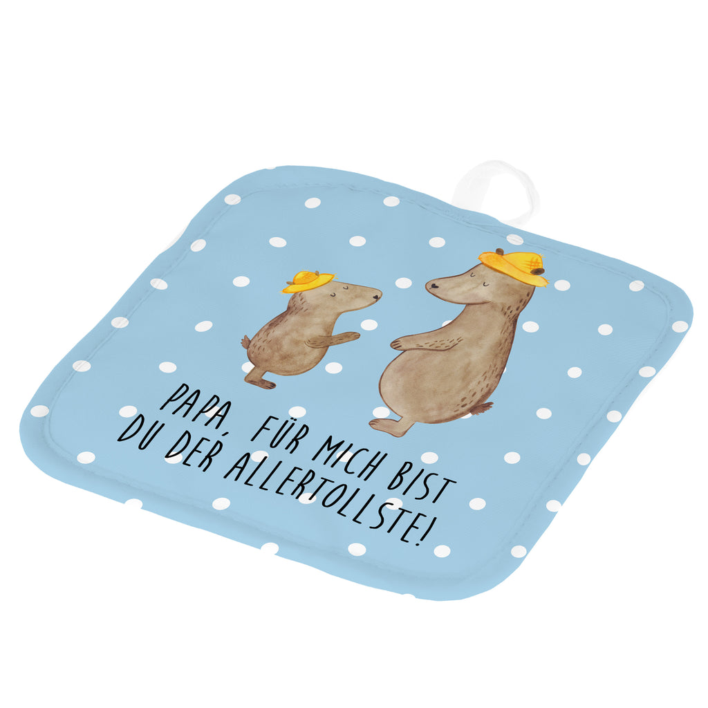 2er Set Topflappen  Bären mit Hut Topflappen, Topfuntersetzer, Ofenhandschuh, Topflappen Set, Topflappen lustig, Topflappen mit Spruch, Familie, Vatertag, Muttertag, Bruder, Schwester, Mama, Papa, Oma, Opa, Bär, Bären, Vater, Papi, Paps, Dad, Daddy, Lieblingsmensch, Sohn, Söhne, Kind, Kinder, Vater-Sohn, Family, Vorbild