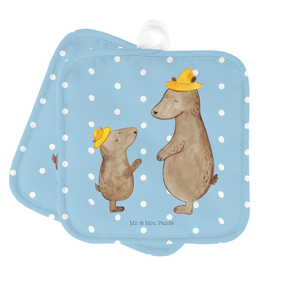 2er Set Topflappen  Bären mit Hut Topflappen, Topfuntersetzer, Ofenhandschuh, Topflappen Set, Topflappen lustig, Topflappen mit Spruch, Familie, Vatertag, Muttertag, Bruder, Schwester, Mama, Papa, Oma, Opa, Bär, Bären, Vater, Papi, Paps, Dad, Daddy, Lieblingsmensch, Sohn, Söhne, Kind, Kinder, Vater-Sohn, Family, Vorbild