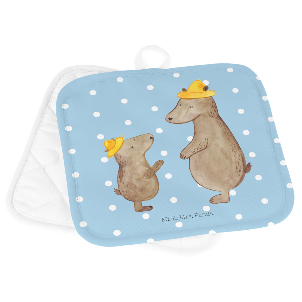 2er Set Topflappen  Bären mit Hut Topflappen, Topfuntersetzer, Ofenhandschuh, Topflappen Set, Topflappen lustig, Topflappen mit Spruch, Familie, Vatertag, Muttertag, Bruder, Schwester, Mama, Papa, Oma, Opa, Bär, Bären, Vater, Papi, Paps, Dad, Daddy, Lieblingsmensch, Sohn, Söhne, Kind, Kinder, Vater-Sohn, Family, Vorbild