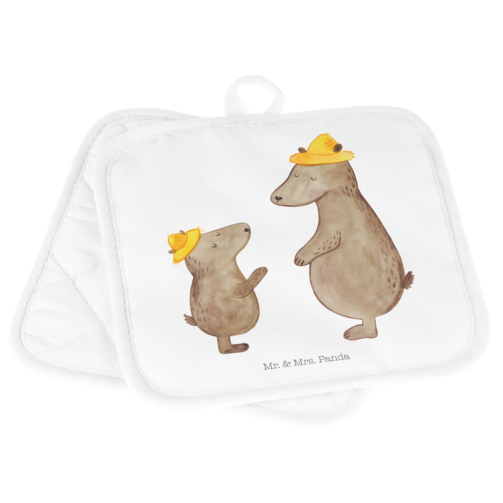 2er Set Topflappen  Bären mit Hut Topflappen, Topfuntersetzer, Ofenhandschuh, Topflappen Set, Topflappen lustig, Topflappen mit Spruch, Familie, Vatertag, Muttertag, Bruder, Schwester, Mama, Papa, Oma, Opa, Bär, Bären, Vater, Papi, Paps, Dad, Daddy, Lieblingsmensch, Sohn, Söhne, Kind, Kinder, Vater-Sohn, Family, Vorbild