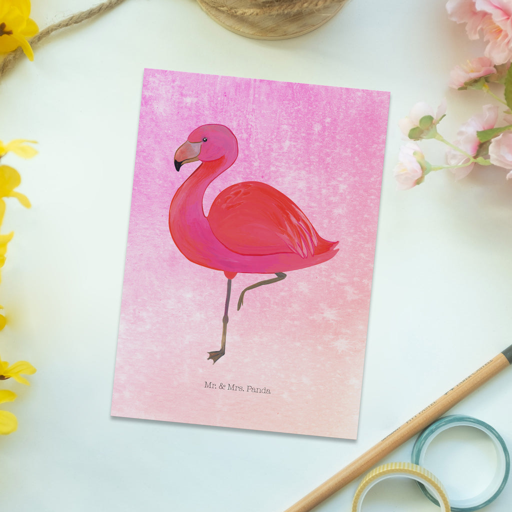 Postkarte Flamingo classic Geschenkkarte, Grußkarte, Karte, Einladung, Ansichtskarte, Geburtstagskarte, Einladungskarte, Dankeskarte, Flamingo, Einzigartig, Selbstliebe, Stolz, ich, für mich, Spruch, Freundin, Freundinnen, Außenseiter, Sohn, Tochter, Geschwister