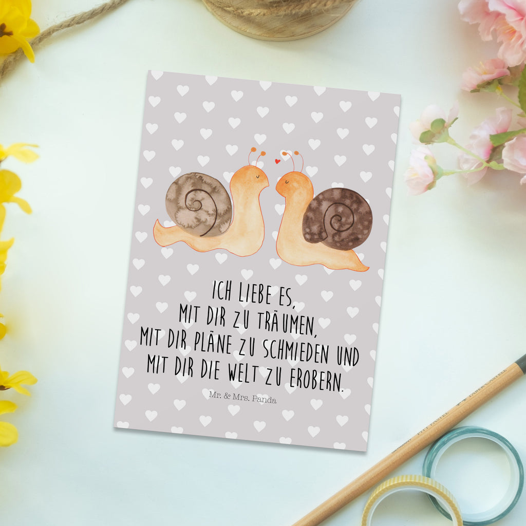 Postkarte Schnecken Liebe Geschenkkarte, Grußkarte, Karte, Einladung, Ansichtskarte, Geburtstagskarte, Einladungskarte, Liebe, Partner, Freund, Freundin, Ehemann, Ehefrau, Heiraten, Verlobung, Heiratsantrag, Liebesgeschenk, Jahrestag, Hocheitstag