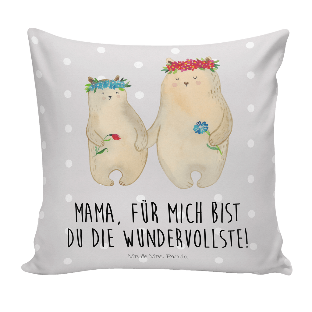 40x40 Kissen Bären mit Blumenkranz Kissenhülle, Kopfkissen, Sofakissen, Dekokissen, Motivkissen, Familie, Vatertag, Muttertag, Bruder, Schwester, Mama, Papa, Oma, Opa, Bär, Bären, Mutter, Mutti, Mami, Lieblingsmensch, Lieblingsmama, beste Mutter, weltbeste Mama, Geschenk Mama. Muttertag, Tochter, Kind, Kinder, Töchter, Family, Vorbild