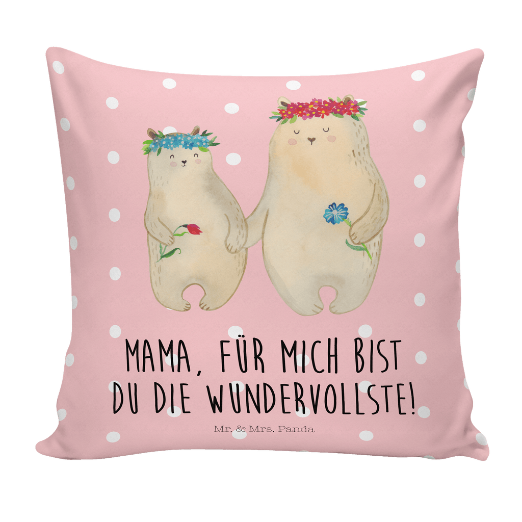 40x40 Kissen Bären mit Blumenkranz Kissenhülle, Kopfkissen, Sofakissen, Dekokissen, Motivkissen, Familie, Vatertag, Muttertag, Bruder, Schwester, Mama, Papa, Oma, Opa, Bär, Bären, Mutter, Mutti, Mami, Lieblingsmensch, Lieblingsmama, beste Mutter, weltbeste Mama, Geschenk Mama. Muttertag, Tochter, Kind, Kinder, Töchter, Family, Vorbild
