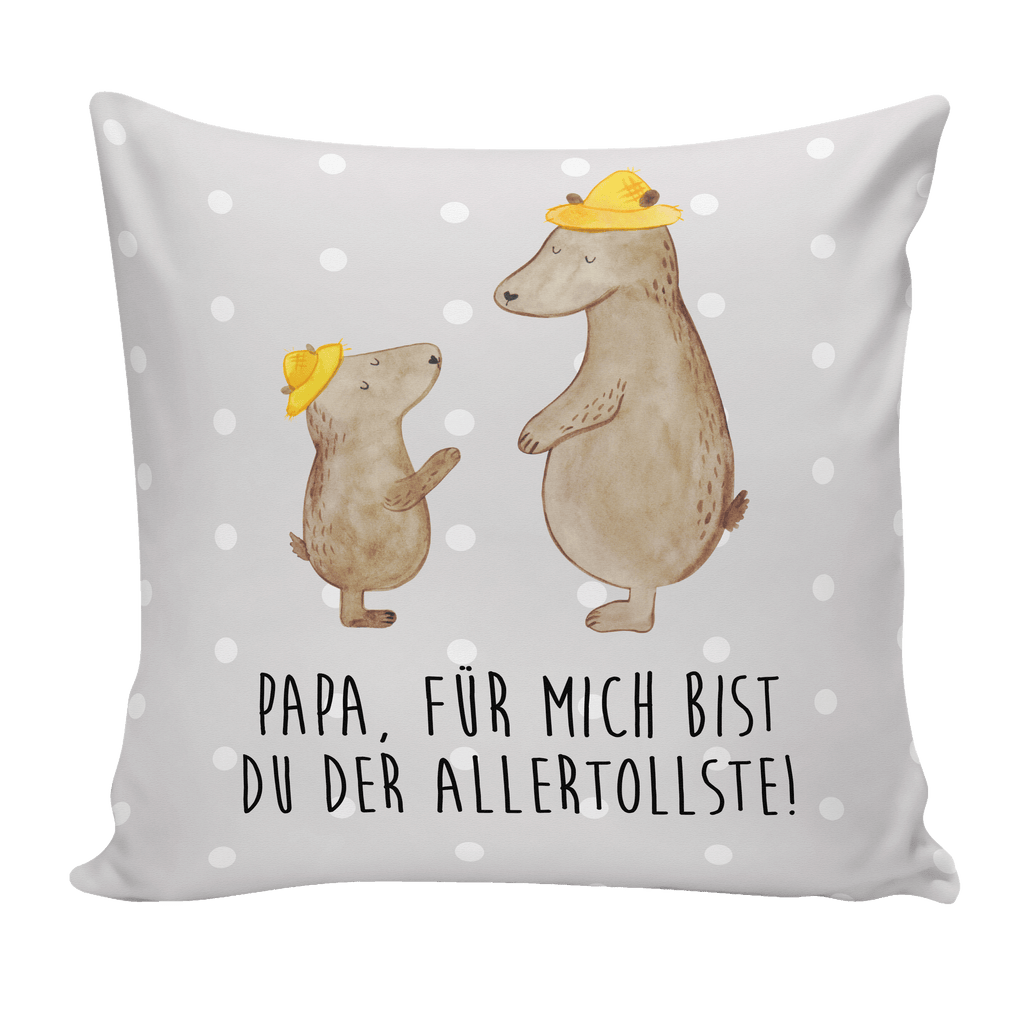 40x40 Kissen Bären mit Hut Kissenhülle, Kopfkissen, Sofakissen, Dekokissen, Motivkissen, Familie, Vatertag, Muttertag, Bruder, Schwester, Mama, Papa, Oma, Opa, Bär, Bären, Vater, Papi, Paps, Dad, Daddy, Lieblingsmensch, Sohn, Söhne, Kind, Kinder, Vater-Sohn, Family, Vorbild