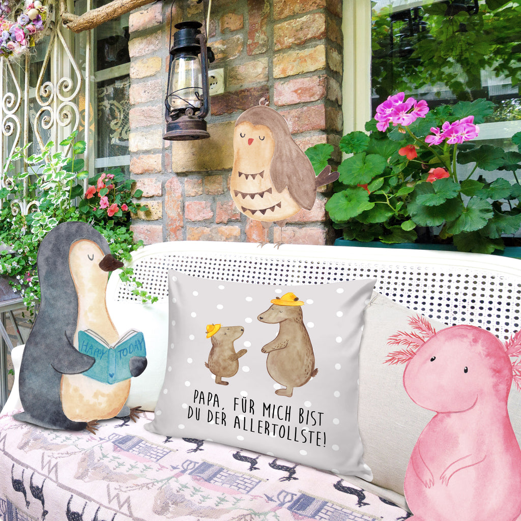 40x40 Kissen Bären mit Hut Kissenhülle, Kopfkissen, Sofakissen, Dekokissen, Motivkissen, Familie, Vatertag, Muttertag, Bruder, Schwester, Mama, Papa, Oma, Opa, Bär, Bären, Vater, Papi, Paps, Dad, Daddy, Lieblingsmensch, Sohn, Söhne, Kind, Kinder, Vater-Sohn, Family, Vorbild