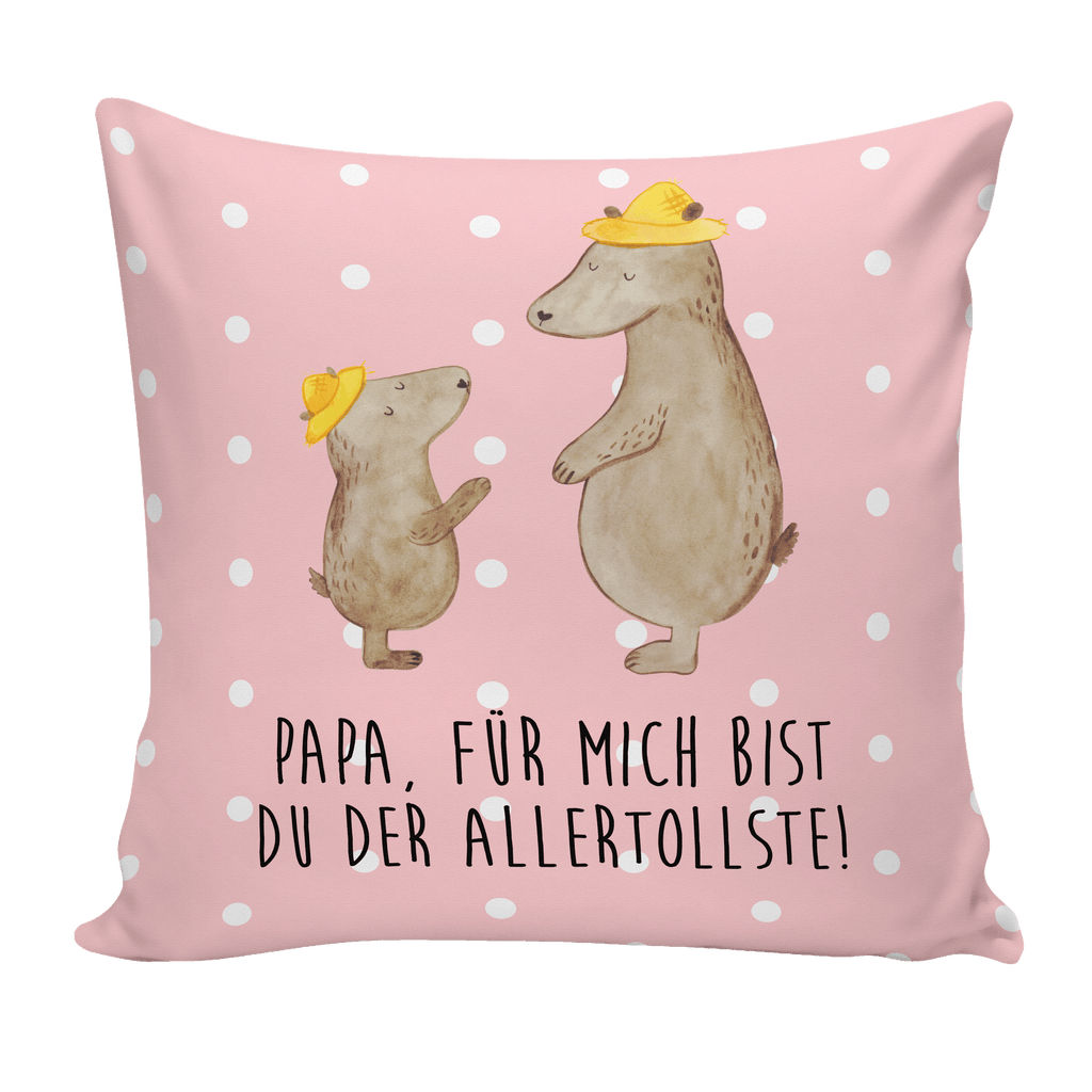 40x40 Kissen Bären mit Hut Kissenhülle, Kopfkissen, Sofakissen, Dekokissen, Motivkissen, Familie, Vatertag, Muttertag, Bruder, Schwester, Mama, Papa, Oma, Opa, Bär, Bären, Vater, Papi, Paps, Dad, Daddy, Lieblingsmensch, Sohn, Söhne, Kind, Kinder, Vater-Sohn, Family, Vorbild