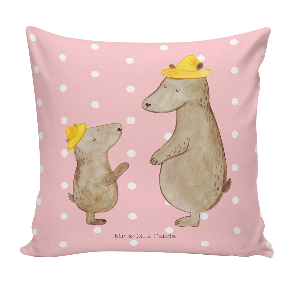 40x40 Kissen Bären mit Hut Kissenhülle, Kopfkissen, Sofakissen, Dekokissen, Motivkissen, Familie, Vatertag, Muttertag, Bruder, Schwester, Mama, Papa, Oma, Opa, Bär, Bären, Vater, Papi, Paps, Dad, Daddy, Lieblingsmensch, Sohn, Söhne, Kind, Kinder, Vater-Sohn, Family, Vorbild