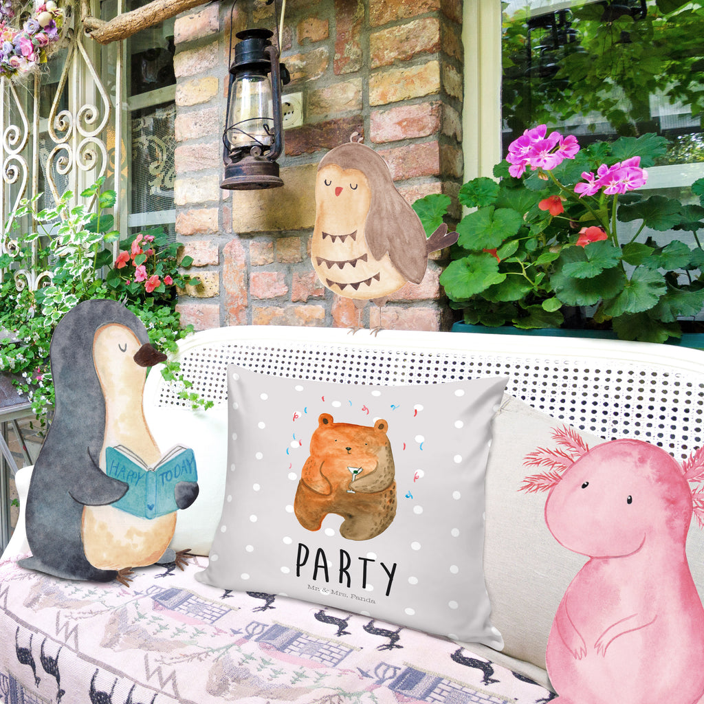 40x40 Kissen Bär Party Kissenhülle, Kopfkissen, Sofakissen, Dekokissen, Motivkissen, Bär, Teddy, Teddybär, Geburtstag, Geburtstagsgeschenk, Geschenk, Party, Feiern, Abfeiern, Mitbringsel, Gute Laune, Lustig