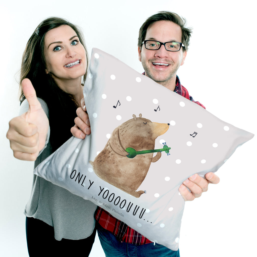 40x40 Kissen Bär Gitarre Kissenhülle, Kopfkissen, Sofakissen, Dekokissen, Motivkissen, Bär, Teddy, Teddybär