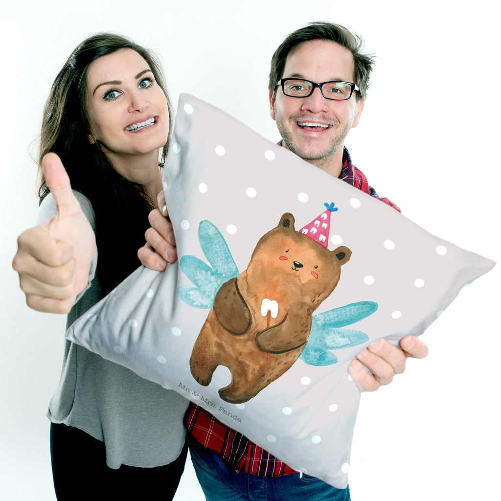 40x40 Kissen Zahnfee Bär Kissenhülle, Kopfkissen, Sofakissen, Dekokissen, Motivkissen, Bär, Teddy, Teddybär, Zahnfee, Fee, Milchzahn, Erster Zahn