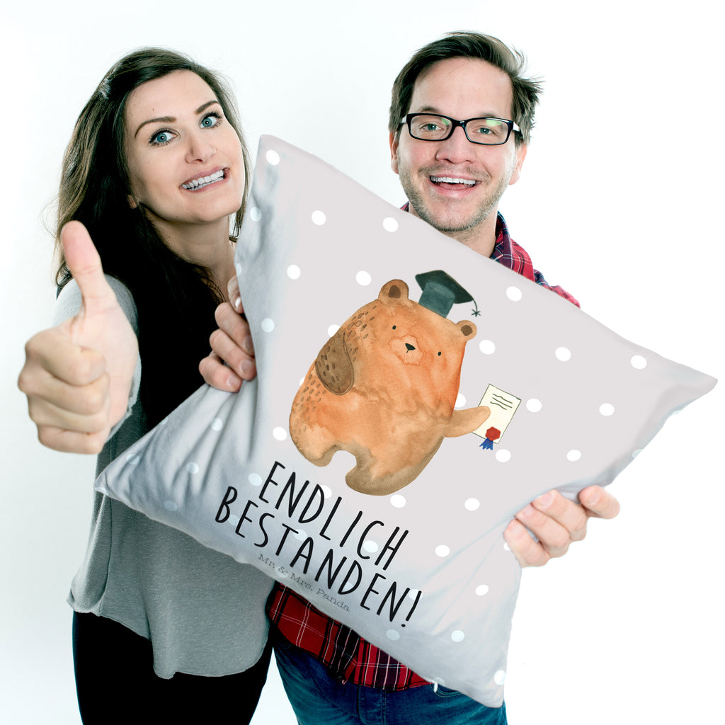 40x40 Kissen Prüfungsbär Kissenhülle, Kopfkissen, Sofakissen, Dekokissen, Motivkissen, Bär, Teddy, Teddybär, Abitur, Prüfungen, Prüfung bestanden, Abschluss, Zeugnis, Abschlusszeugnis