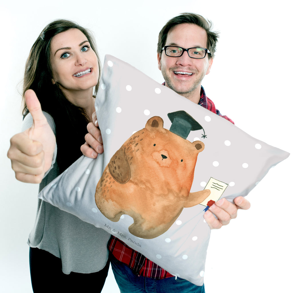 40x40 Kissen Prüfungsbär Kissenhülle, Kopfkissen, Sofakissen, Dekokissen, Motivkissen, Bär, Teddy, Teddybär, Abitur, Prüfungen, Prüfung bestanden, Abschluss, Zeugnis, Abschlusszeugnis