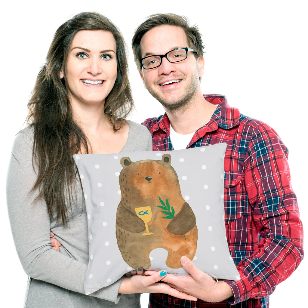 40x40 Kissen Konfirmation-Bär Kissenhülle, Kopfkissen, Sofakissen, Dekokissen, Motivkissen, Bär, Teddy, Teddybär, Konfirmation, Kirche, evangelisch, Gottesdienst