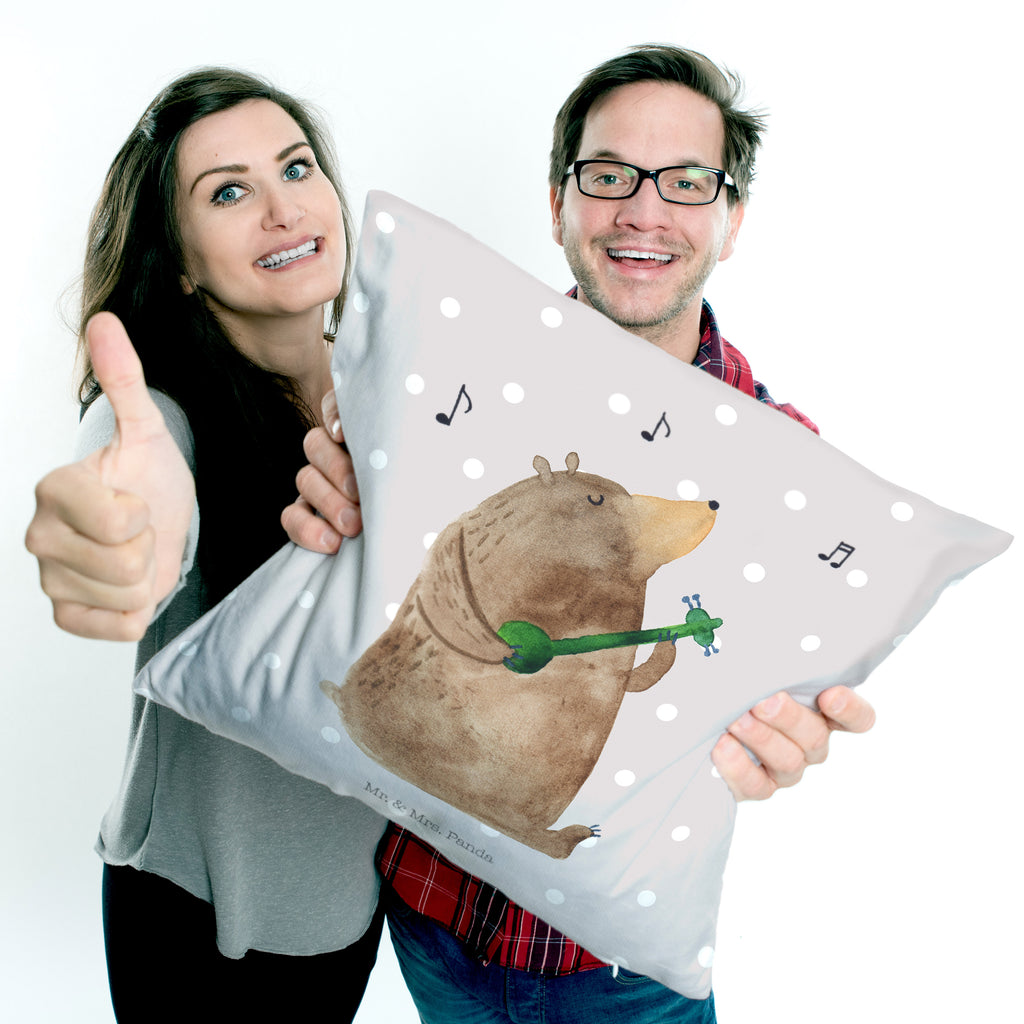 40x40 Kissen Bär Lied Kissenhülle, Kopfkissen, Sofakissen, Dekokissen, Motivkissen, Bär, Teddy, Teddybär, Bärchen, Bear, Liebeslied, Lied, Song, Valentinstag, Valentine, Geschenk, Partner, Liebe, Freundin, Frau, Herz, Spruch