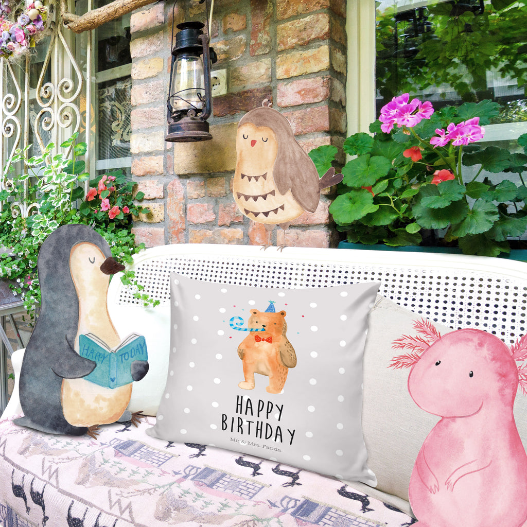 40x40 Kissen Birthday Bär Kissenhülle, Kopfkissen, Sofakissen, Dekokissen, Motivkissen, Bär, Teddy, Teddybär, Happy Birthday, Alles Gute, Glückwunsch, Geburtstag