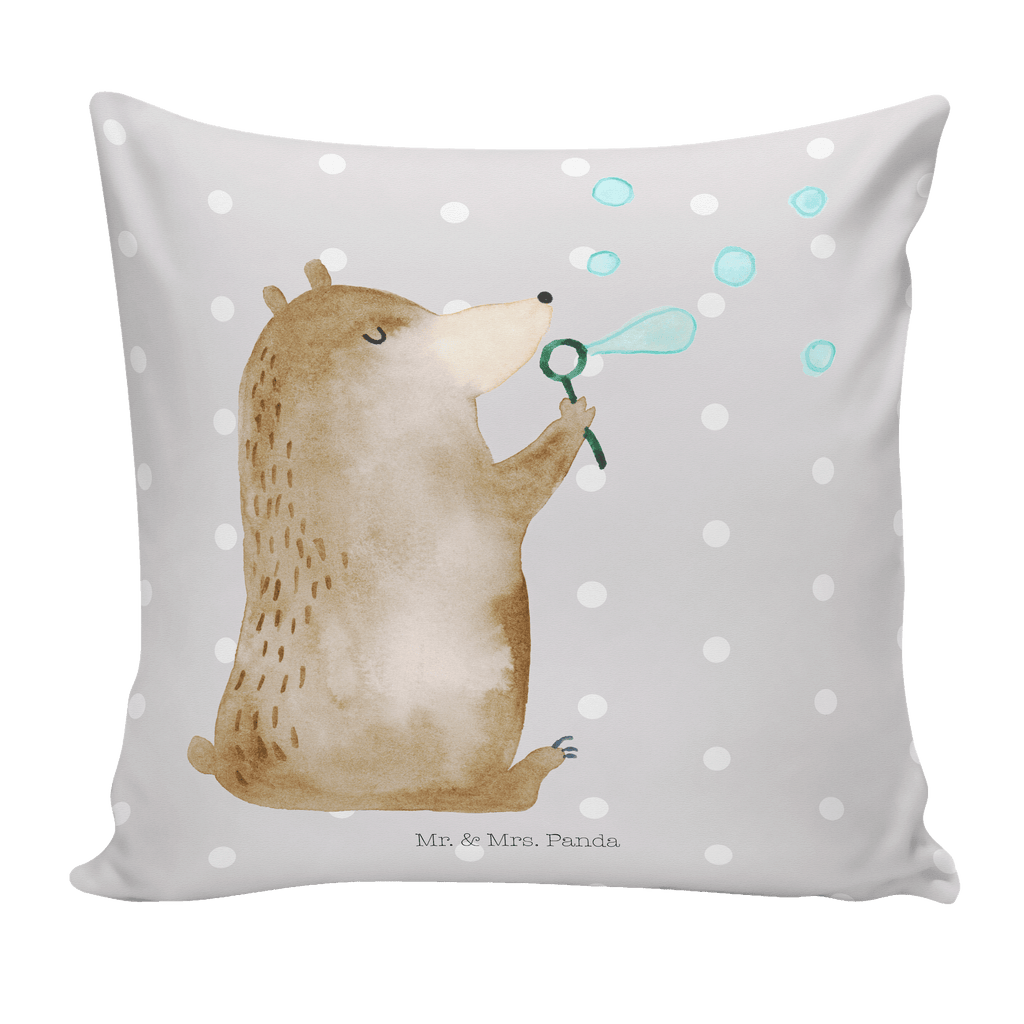 40x40 Kissen Bär Seifenblasen Kissenhülle, Kopfkissen, Sofakissen, Dekokissen, Motivkissen, Bär, Teddy, Teddybär, Seifenblasen Bär Lustig Sein Glücklich Traurig Happy