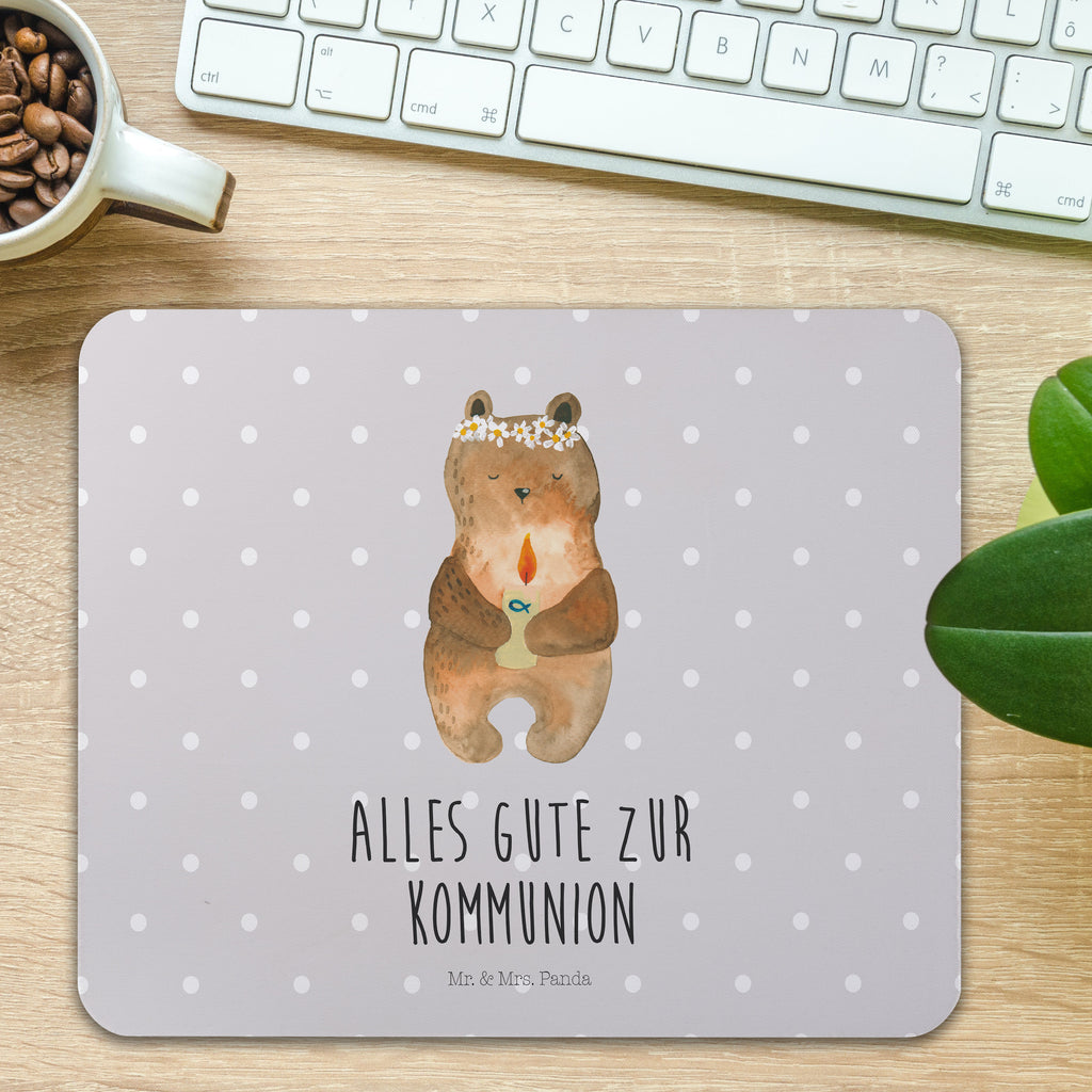 Mauspad Kommunion-Bär Mousepad, Computer zubehör, Büroausstattung, PC Zubehör, Arbeitszimmer, Mauspad, Einzigartiges Mauspad, Designer Mauspad, Bär, Teddy, Teddybär, Kommunion, Gottes Segen, Taufkerze, katholisch