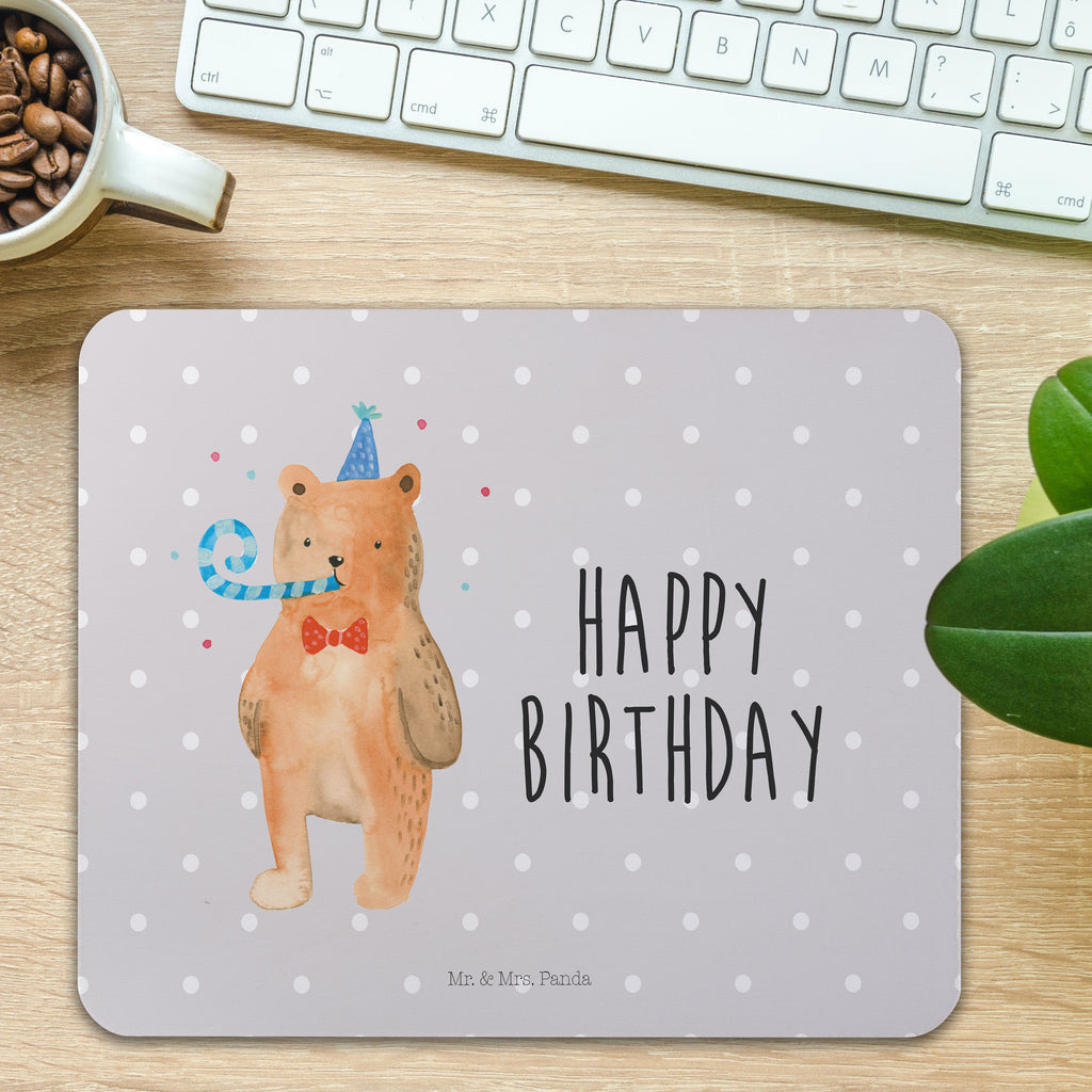 Mauspad Birthday Bär Mousepad, Computer zubehör, Büroausstattung, PC Zubehör, Arbeitszimmer, Mauspad, Einzigartiges Mauspad, Designer Mauspad, Bär, Teddy, Teddybär, Happy Birthday, Alles Gute, Glückwunsch, Geburtstag