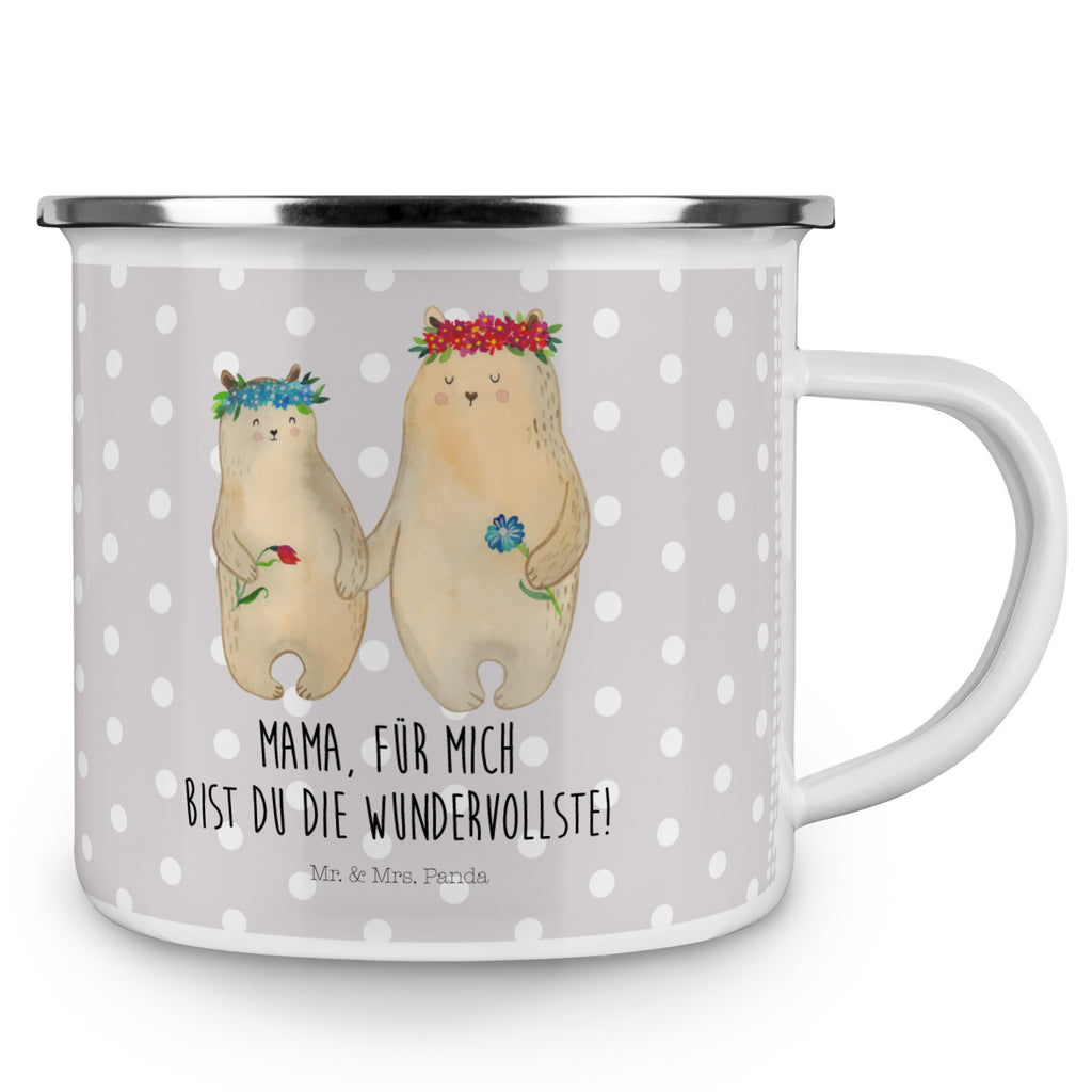 Camping Emaille Tasse Bären mit Blumenkranz Campingtasse, Trinkbecher, Metalltasse, Outdoor Tasse, Emaille Trinkbecher, Blechtasse Outdoor, Emaille Campingbecher, Edelstahl Trinkbecher, Metalltasse für Camping, Kaffee Blechtasse, Camping Tasse Metall, Familie, Vatertag, Muttertag, Bruder, Schwester, Mama, Papa, Oma, Opa, Bär, Bären, Mutter, Mutti, Mami, Lieblingsmensch, Lieblingsmama, beste Mutter, weltbeste Mama, Geschenk Mama. Muttertag, Tochter, Kind, Kinder, Töchter, Family, Vorbild