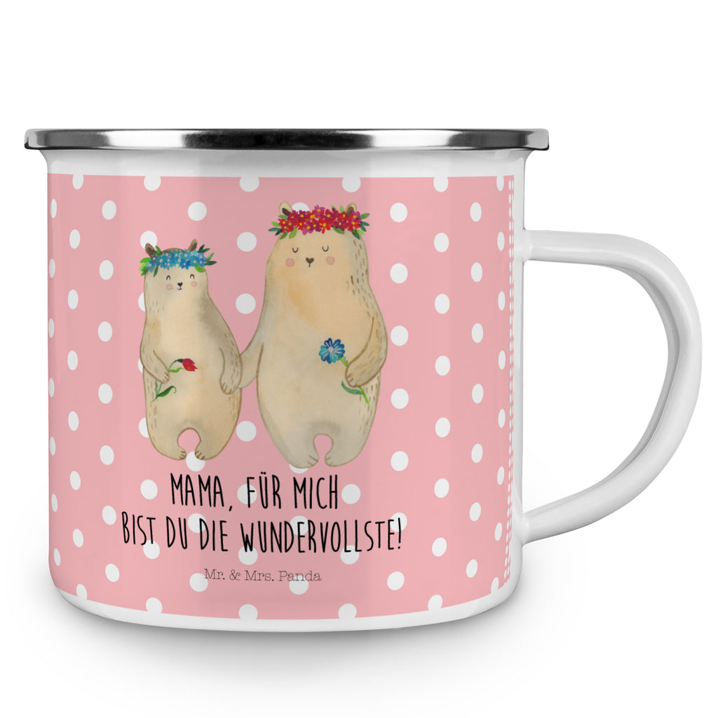Camping Emaille Tasse Bären mit Blumenkranz Campingtasse, Trinkbecher, Metalltasse, Outdoor Tasse, Emaille Trinkbecher, Blechtasse Outdoor, Emaille Campingbecher, Edelstahl Trinkbecher, Metalltasse für Camping, Kaffee Blechtasse, Camping Tasse Metall, Familie, Vatertag, Muttertag, Bruder, Schwester, Mama, Papa, Oma, Opa, Bär, Bären, Mutter, Mutti, Mami, Lieblingsmensch, Lieblingsmama, beste Mutter, weltbeste Mama, Geschenk Mama. Muttertag, Tochter, Kind, Kinder, Töchter, Family, Vorbild