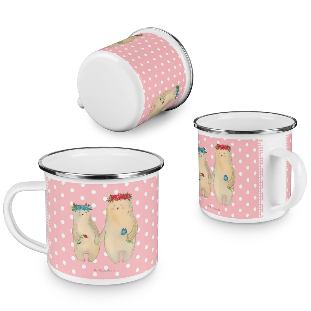 Camping Emaille Tasse Bären mit Blumenkranz Campingtasse, Trinkbecher, Metalltasse, Outdoor Tasse, Emaille Trinkbecher, Blechtasse Outdoor, Emaille Campingbecher, Edelstahl Trinkbecher, Metalltasse für Camping, Kaffee Blechtasse, Camping Tasse Metall, Familie, Vatertag, Muttertag, Bruder, Schwester, Mama, Papa, Oma, Opa, Bär, Bären, Mutter, Mutti, Mami, Lieblingsmensch, Lieblingsmama, beste Mutter, weltbeste Mama, Geschenk Mama. Muttertag, Tochter, Kind, Kinder, Töchter, Family, Vorbild