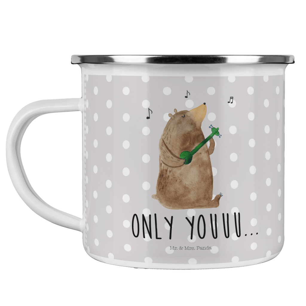 Camping Emaille Tasse Bär Gitarre Campingtasse, Trinkbecher, Metalltasse, Outdoor Tasse, Emaille Trinkbecher, Blechtasse Outdoor, Emaille Campingbecher, Edelstahl Trinkbecher, Metalltasse für Camping, Kaffee Blechtasse, Camping Tasse Metall, Bär, Teddy, Teddybär