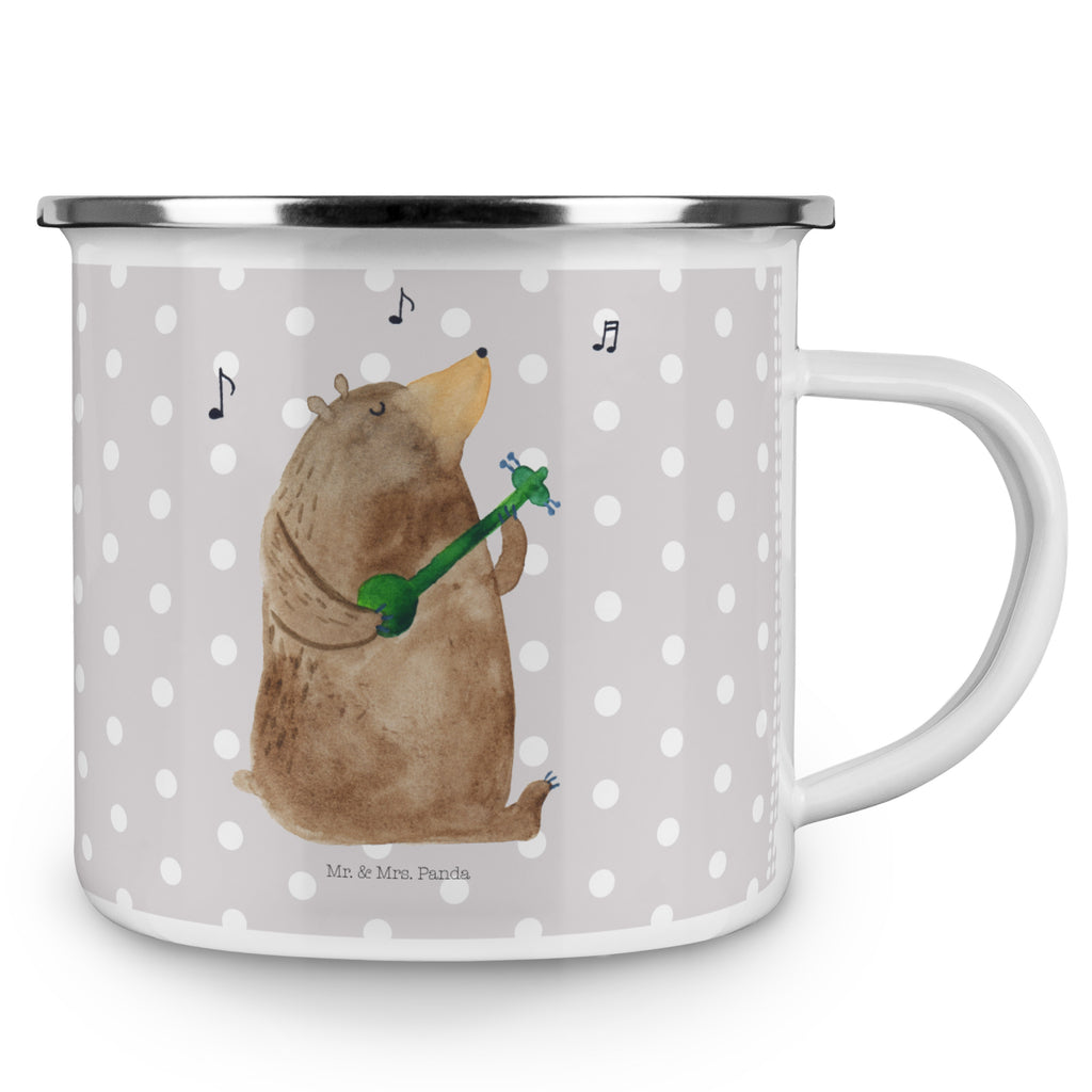 Camping Emaille Tasse Bär Gitarre Campingtasse, Trinkbecher, Metalltasse, Outdoor Tasse, Emaille Trinkbecher, Blechtasse Outdoor, Emaille Campingbecher, Edelstahl Trinkbecher, Metalltasse für Camping, Kaffee Blechtasse, Camping Tasse Metall, Bär, Teddy, Teddybär