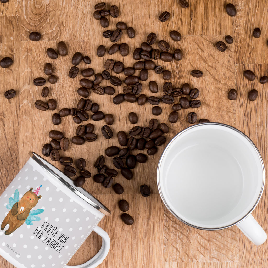 Camping Emaille Tasse Zahnfee Bär Campingtasse, Trinkbecher, Metalltasse, Outdoor Tasse, Emaille Trinkbecher, Blechtasse Outdoor, Emaille Campingbecher, Edelstahl Trinkbecher, Metalltasse für Camping, Kaffee Blechtasse, Camping Tasse Metall, Bär, Teddy, Teddybär, Zahnfee, Fee, Milchzahn, Erster Zahn