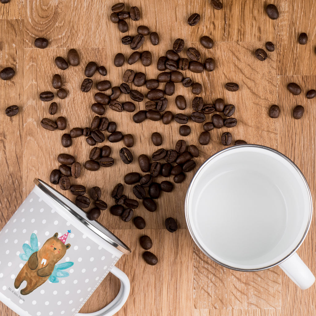 Camping Emaille Tasse Zahnfee Bär Campingtasse, Trinkbecher, Metalltasse, Outdoor Tasse, Emaille Trinkbecher, Blechtasse Outdoor, Emaille Campingbecher, Edelstahl Trinkbecher, Metalltasse für Camping, Kaffee Blechtasse, Camping Tasse Metall, Bär, Teddy, Teddybär, Zahnfee, Fee, Milchzahn, Erster Zahn